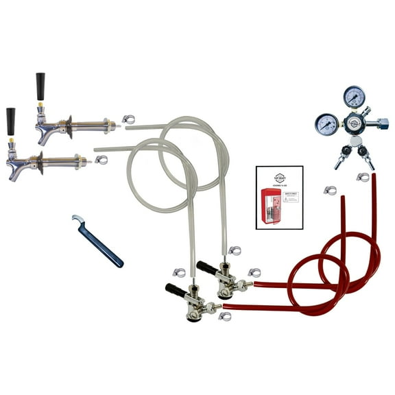 Homebrewstuff 2 Tap Kegerator Conversion Kit Door Mount Tray Homebrew Draft Beer ProRegulator