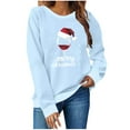 thumbnail image 2 of GuzomFashion Womens Light Blue Holiday Christmas Sweatshirt - 100% Polyester Loose Crewneck Long Sleeve Wine Glass Snowflake Plus Size S-XXL Casual Top,Size M, 2 of 5