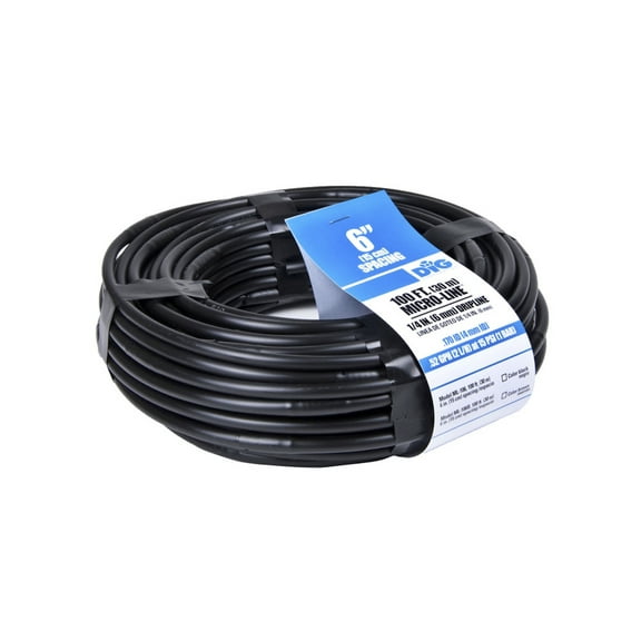 DIG Corporation Drip Line Tubing 100', 6" Spacing, .52 GPH, color black 1/4" (.170 ID x 240 OD)