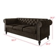thumbnail image 6 of Home Design Kelso Velvet Rolled Arm Sofa with Deep Button Tufting, Nailhead Trim and Turned Legs, Brown, 6 of 6