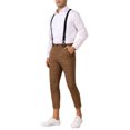 thumbnail image 4 of INSPIRE CHIC Plaid Cropped Pants for Men's Tapered Leg Formal Checked Trousers with Suspender, 4 of 5
