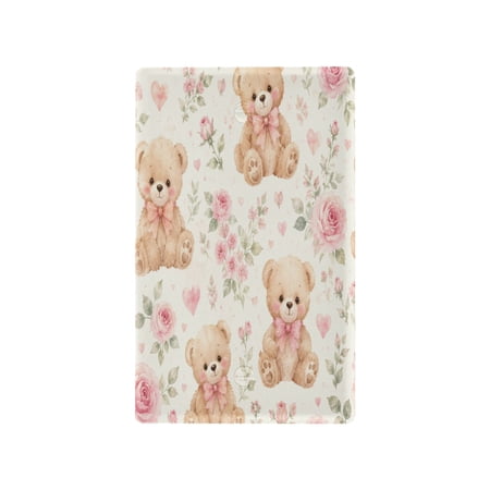 Switch Panel Switch Decoration 2.76x4.53x0.28 Inches Unused Outlet Cover Switch Plate Wall Plates Living Room Kitchen Bedroom Study Switches Teddy Bear Floral