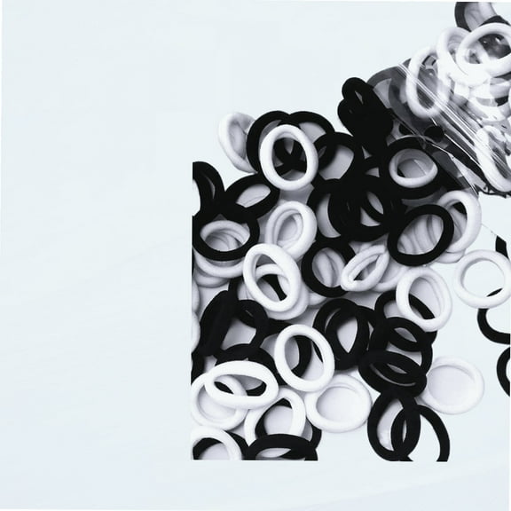 200PCS Cotton Toddler Hair Ties for Girls and Kids, Seamless Baby Hair Bands and Ties, Small Elastics Ponytail Holders,1 Inch in Diameter, Black and White by