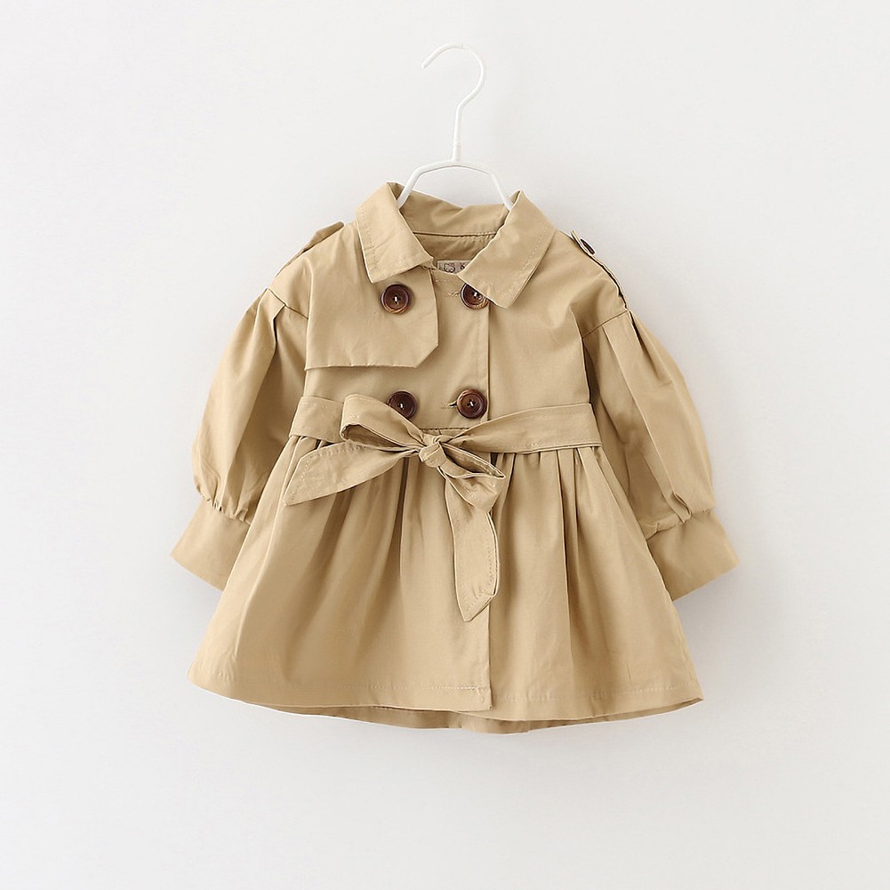 URMAGIC Toddler Baby Girls Classic Single Breasted Trench Coat Fall Jacket Dress - image 3 of 5