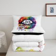 thumbnail image 5 of Manfei Cartoon Rainbow Full Size Comforter Sets, Rustic Groovy Daisy Bedding Comforter Set, White Blue, Black Reversible, 3pcs, 1 Comforter and 2 Pillowcases, 5 of 7