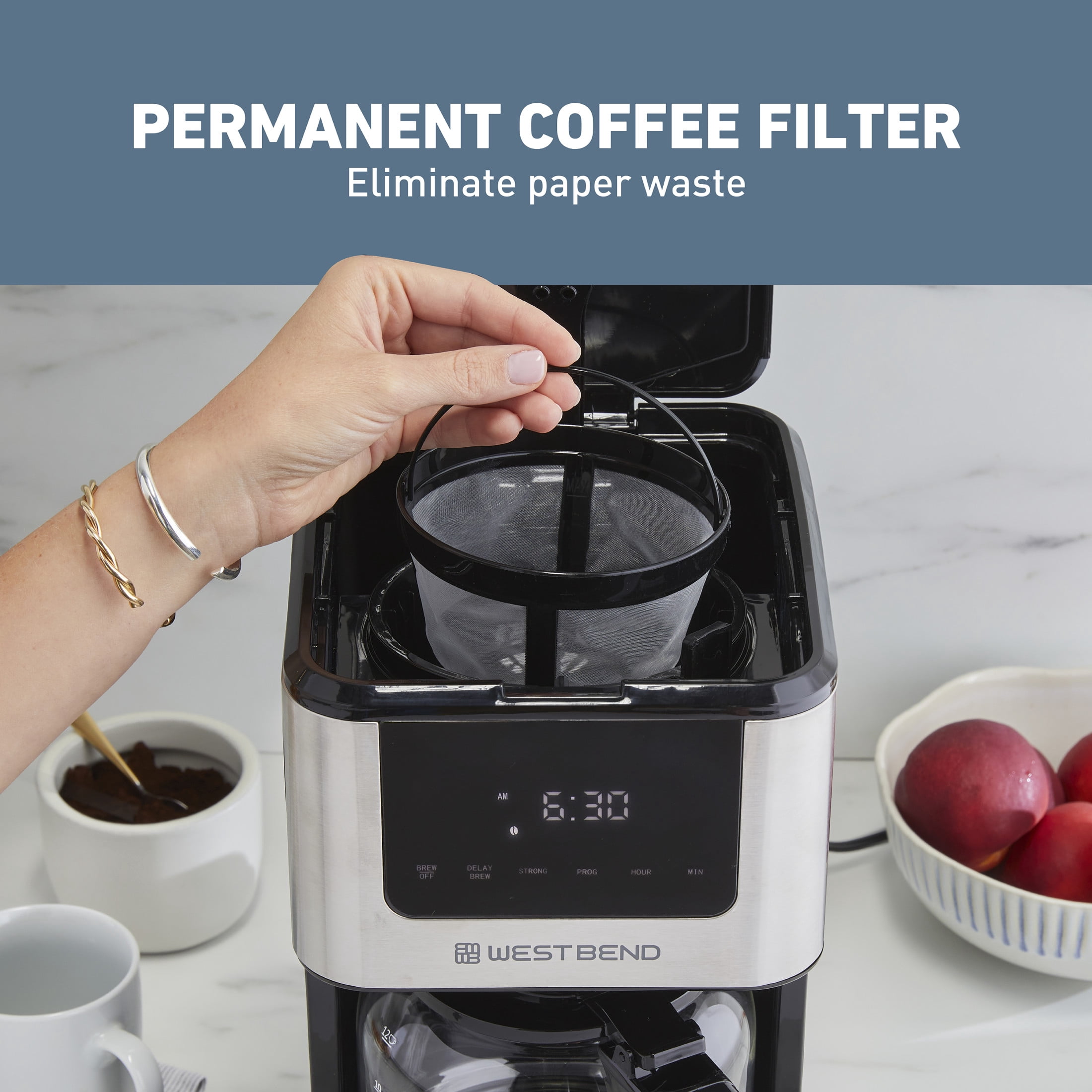 West Bend 12 Cup Hot & Iced Coffee Maker, in Stainless Steel (CMWB12BK13)