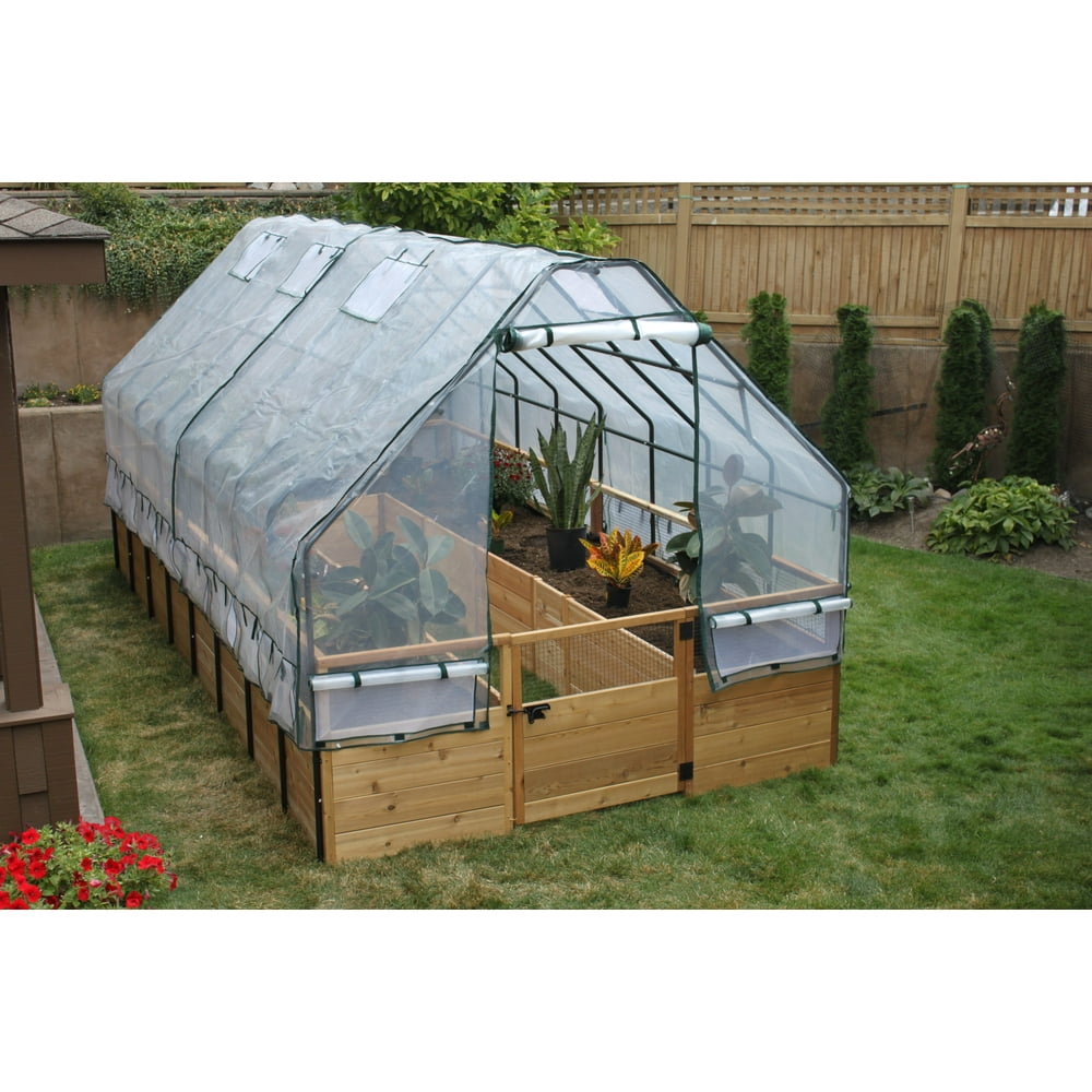 Outdoor Living Today 8' x 16' Raised Cedar Garden Bed with Greenhouse