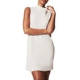 thumbnail image 4 of Lucakuins Vestido sin mangas de verano para mujer Color sólido Sin mangas Medio cuello alto Línea A Vestido suelto con bolsillo Lucakuins  moda, 4 of 7