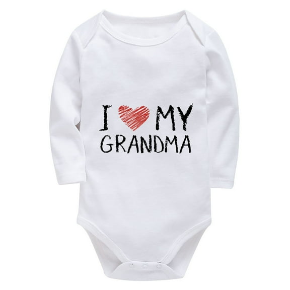I Love My Grandma Newborn Baby Boy Clothing Long Sleeve Unisex Onesie White Baby Clothes Boys 3-6 Months
