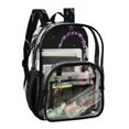 thumbnail image 2 of Large Clear PVC Backpack Heavy Duty See Through Backpack for Adults Work Travel, Purple Heart Bow Printed 12L, 2 of 8