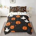 thumbnail image 2 of Manfei Orange Pumpkin Bedding Sets Twin Size,White Ghost Comforter Sets with Sheets,Festival Halloween Bed in a Bag Twin size,Ultra Soft Children Bedroom Decor,Reversible,7-Piece, 2 of 6