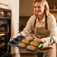 thumbnail image 3 of Non-Stick Silicone Baking 9-Cavity Oval Pan for Homemade Bread Loaves and Creation, 3 of 3