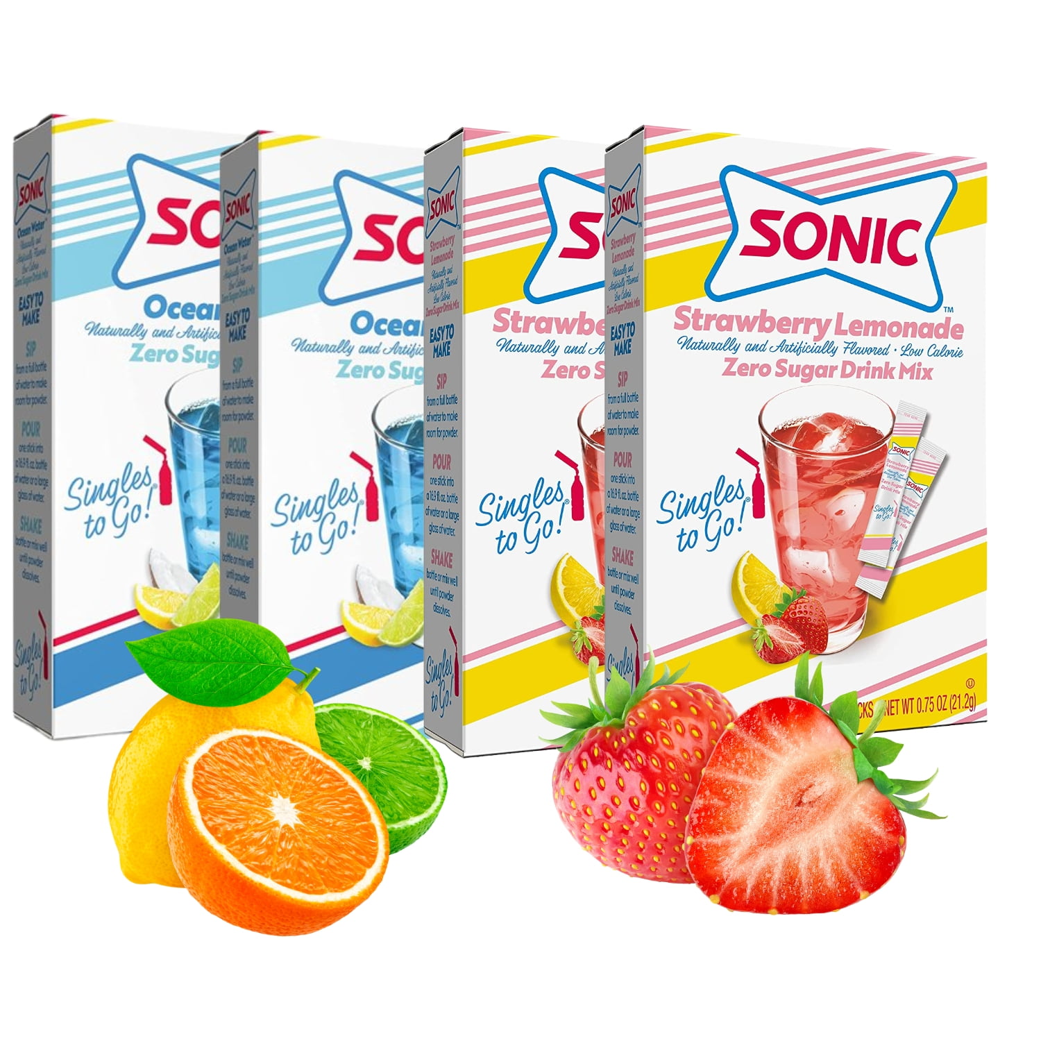 Sonic Singles To Go Powdered Drink Mix 2 Ocean Water 2 Strawberry