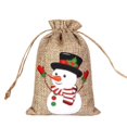 thumbnail image 1 of Bolsas de regalo de lino para Navidad, embalaje de joyería con cordón, estampado de Papá Noel, bolsa de dulces para fiesta, pulsera, 1 unidad, 1 of 4