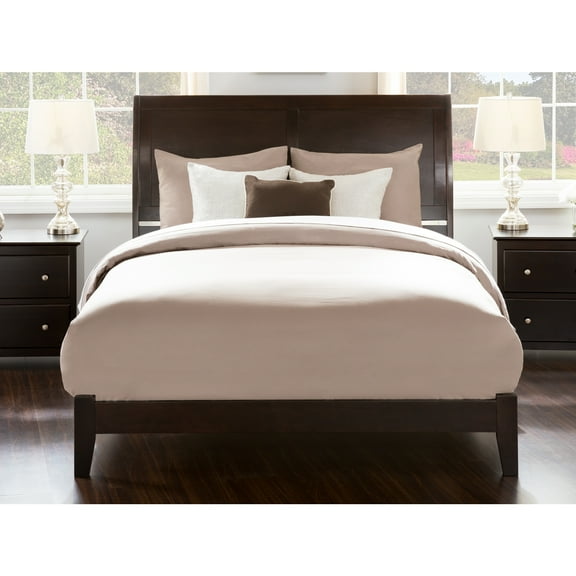 AFI Portland Queen Wood Foundation Bed with USB Charging Station in Espresso