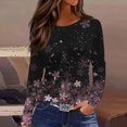 thumbnail image 2 of lcziwo Womens Floral Print Long Sleeve Tops Crew Neck Casual Dressy Blouses Loose Fit Comfy T Shirts Fall Lightweight Tunic Tops 2024 Black, 2 of 5