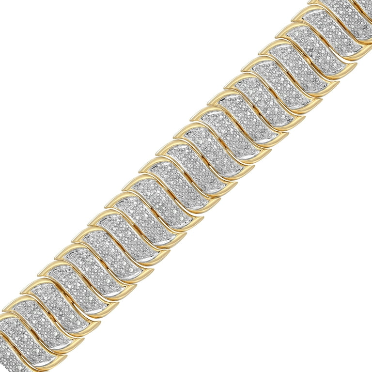 Forever Facets Diamond Accent Wide Swirl Tennis Bracelet in