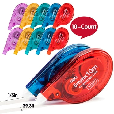 Deli Correction Tape, White Out Correction Tapes, Tape Eraser for Note Taking, Marking, Crafting, Bullet Journal, Scrapbooking, 1/5in x 39.3ft, 10-Count