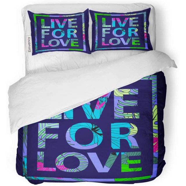 Juego de Ropa de Cama de 3 Piezas ABPHQTO Colorido Tropical San Valentín Romántico Twin