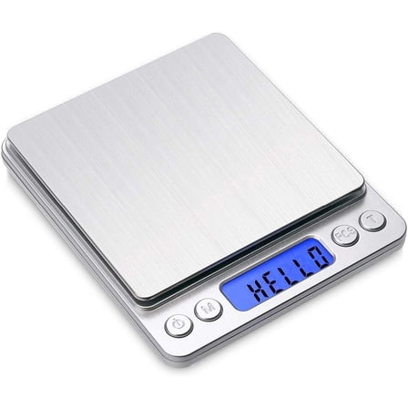 Idealforce Digital Weight Scale Pocket Scale 2000g x 0.1g Food Scale High Precision Kitchen Scale Multifunctional Stainless Steel Pocket Scale with Back-Lit LCD Display Tare PCS Features, Silver