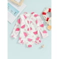 thumbnail image 3 of Musuos Toddler Girl Romper Swimwear 6M 12M 18M 24M 3Y 4Y Summer Fruit Print Ruffle Long Sleeves Zipper Swimsuits Cute Beachwear, 3 of 10