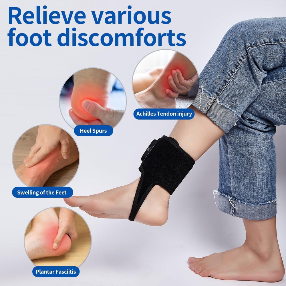 Red Light Foot & Ankle Massager with Heating & Vibration - 660/850nm Cordless Foot Steamer with Support Wrap Pad - Thermal Comfort for Feet - 1PCS (Black)