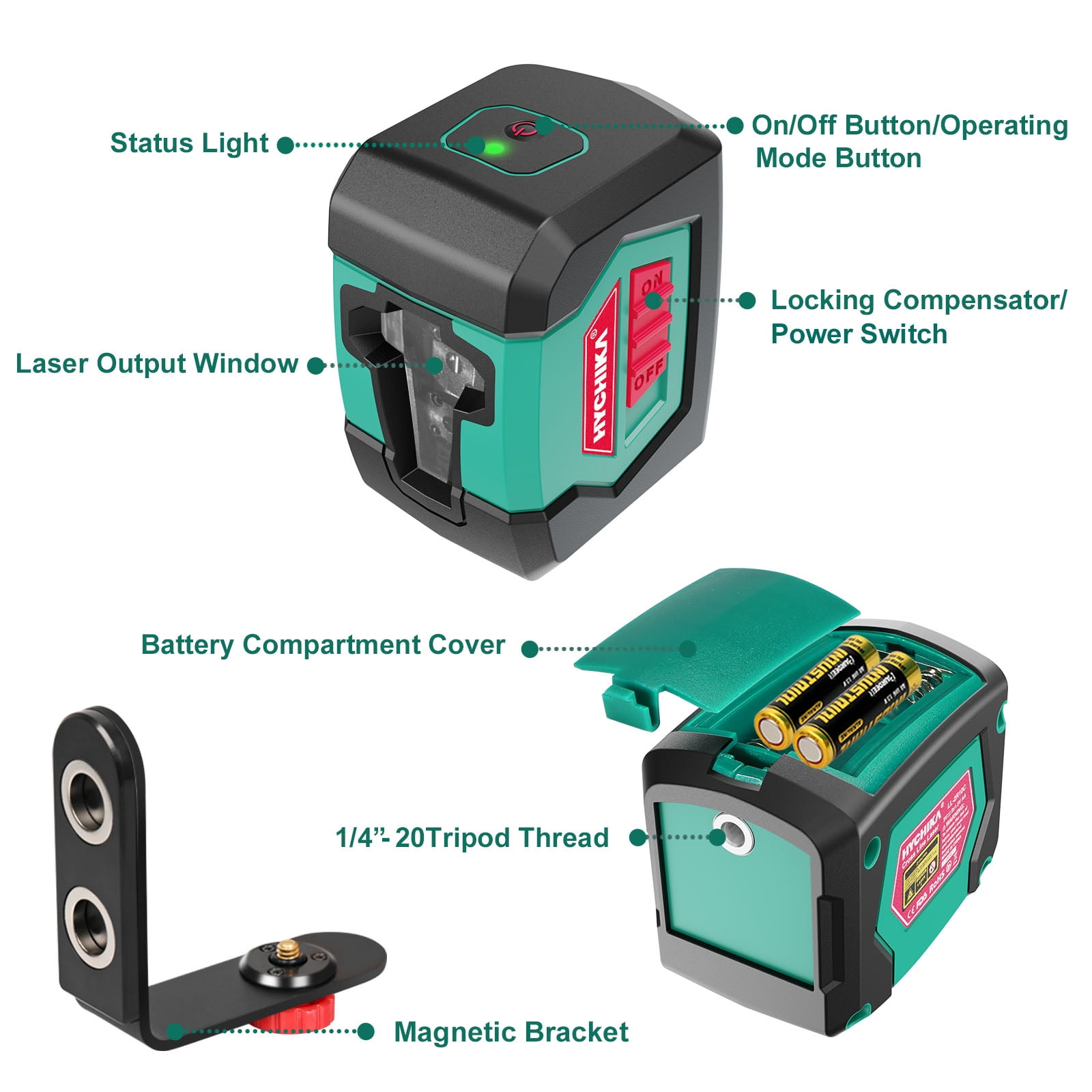 HYCHIKA 50 feet Laser Level Self-Leveling Horizontal and Vertical Cross-Line Laser