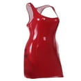 thumbnail image 3 of Robe Moulante Aguichant pour Femmes en Similicuir PU, Décolleté Plongeant, Sans Manches, Mini Robe, Robe de Soirée Boîte de Nuit, Robe Moulante, 3 of 5