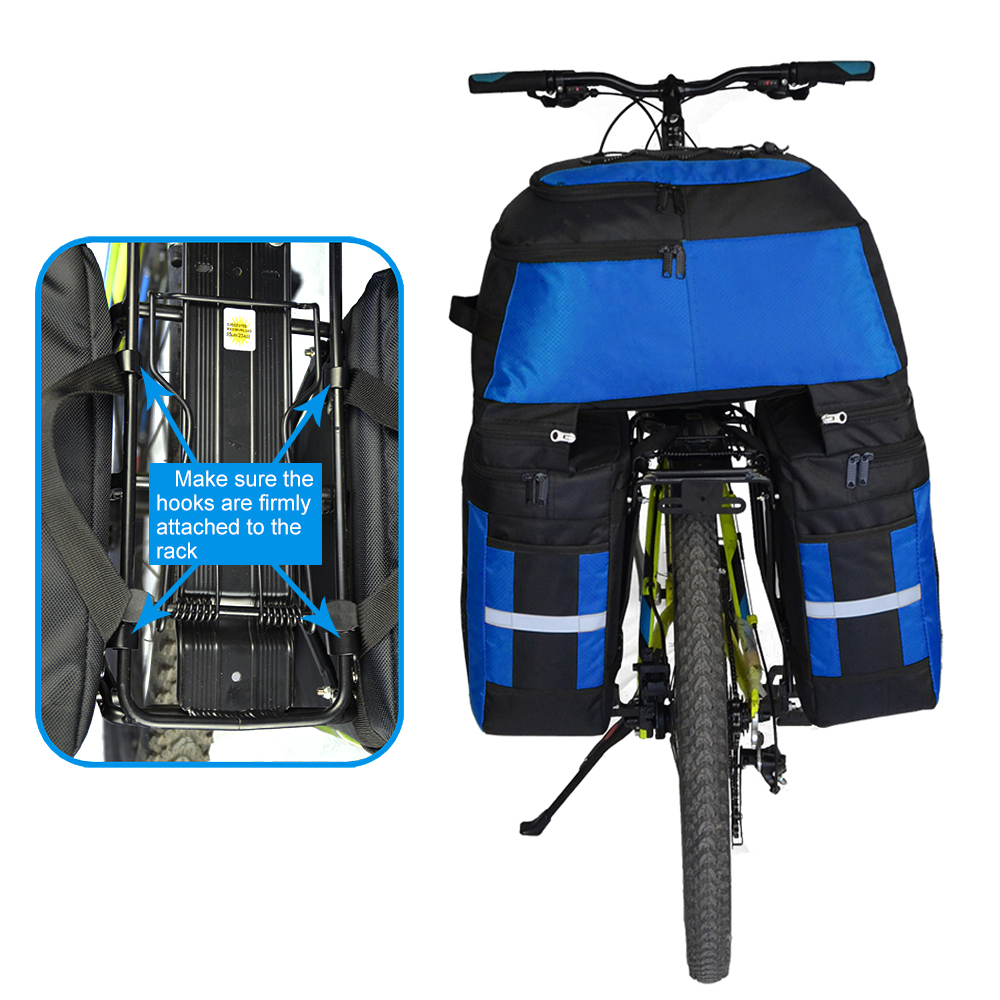 Multifunction 70L Bike Trunk Bag Bicycle Luggage Carrier Bag Cycling Bicycle Rack Rear Seat Bag