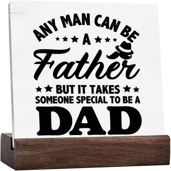 Father Gifts Wooden Fathers Day Sign,Dad Gifts for Birthday Christmas Father's Day,Best Dad Gifts From Son,Dad Desk Shelf Decor Wood table sign,Desk Desk Shelf Decor Wooden Decor 4 x 4 inch