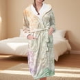 thumbnail image 2 of MEICHEN Plush Robes for Women Women's Fleece Plush Robe Long Warm Plush Bathrobe Loungewear Jacket Printed Comfort Robe Womens Robes, 2 of 5