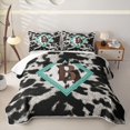 thumbnail image 2 of Feelyou Cowhide B Letter Quilt King for Women Girls, Western Farmhouse Style King Coverlet Set, Turquoise Brown, 3pcs, 2 of 7