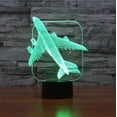 thumbnail image 2 of 3d Avión Avión Luz nocturna 7 Cambio de color Lámpara de escritorio de mesa LED Acrílico Plano Abs Base Cargador USB Decoración del hogar Juguete Brithday Navidad Niño Niños Regalo Feliz Sencillez, 2 of 4
