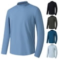 thumbnail image 1 of BADHUB T-Shirts Légers Extensibles pour Hommes, Séchage Rapide, Protection Solaire, Performance, Manches Longues, Col Roulé, Course, Entraînement, pour Hommes Grands et Forts, Bleu Clair TTTG, 1 of 7