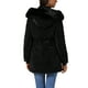 thumbnail image 3 of Abrigo de invierno grueso tipo puffer para mujer INSPIRE CHIC con capucha de piel sintética removible, chaqueta parka cálida, color negro, 3 of 6