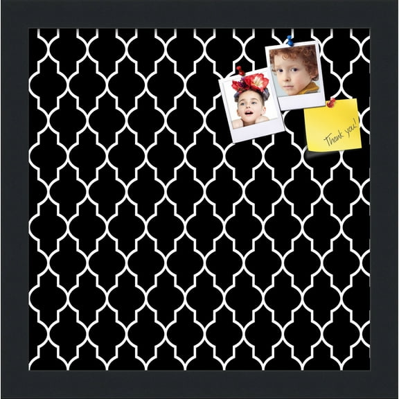 PinPix 12x12 Custom Cork Bulletin Board Quatrefoil Black Poster Board Has a Fabric Style Canvas Finish, Framed in Quatrefoil Black, by ArtToFrames (PinPix-116)
