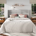 thumbnail image 2 of Frostbloom Queen Size Linen Upholstered Platform Bed Frame with Wingback Headboard, No Box Spring Needed, Light Gray, 2 of 8