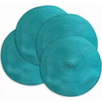 Nvzi Dark Teal Round Place Mats for Kitchen Table,Vinyl Woven Placemats Heat Resistant Table mats (4, Dark Teal)