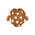 thumbnail image 1 of ZAXARRA Baby Girls Rompers, Flower Print Long-Sleeve Jumpsuit with Snaps, 1 of 9