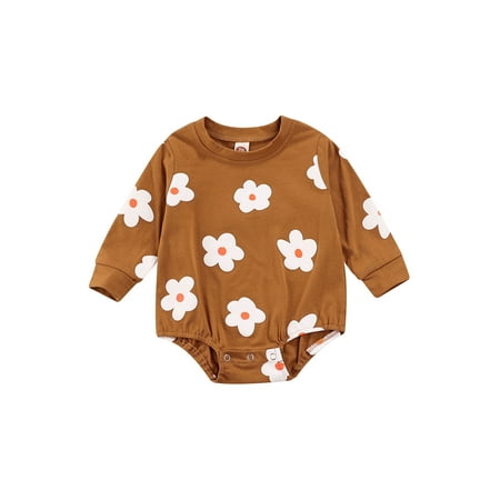 

Baby Girls Autumn Rompers Long-Sleeves Jumpsuit with Crotch Snaps for Toddlers 0-24 Months