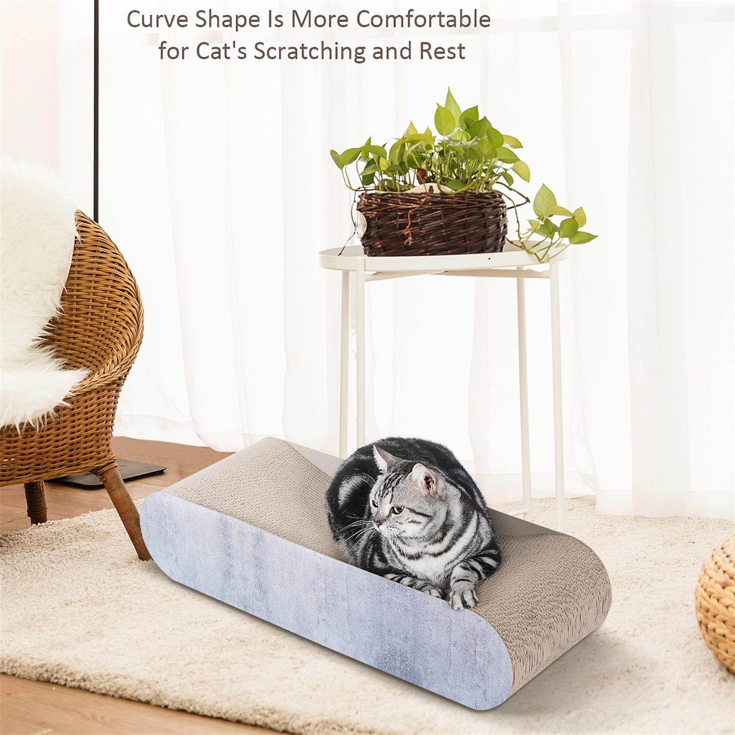 Pefilos 19" Cardboard Cat Scratcher Bed, Cat Scratch Pad House, Recyclable Corrugated Cat Scratching Toy, Stable and Durable, Beige Pefilos 19" Cardboard Cat Scratcher Bed, Cat Scratch Pad House, Recyclable Corrugated Cat Scratching Toy, Stable and Durable, Beige