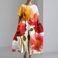 thumbnail image 2 of Drses Summer Dresses for Women 2024 Fashion Casual Loose Printed Pocket Dress Round Neck Short Sleeve Long Summer Large Hem Dress Women's Casual Dresses, 2 of 5