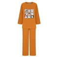 thumbnail image 3 of Puntoco Traje De Pantalón Y top De Manga Larga Con Cuello Redondo Y Estampado De Halloween Para Mujer Naranja L, 3 of 4