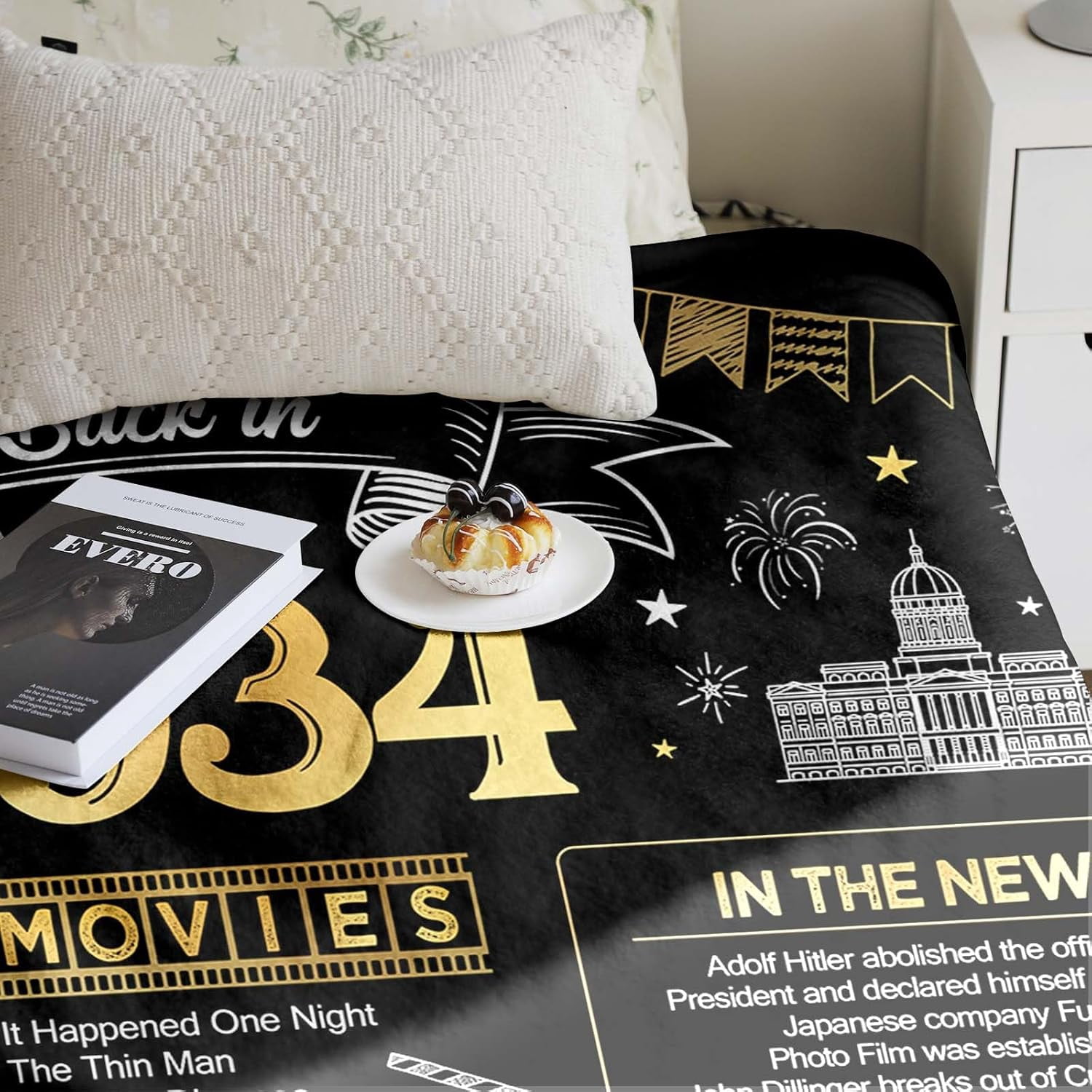 90th Birthday Gifts for Women Men - Back in 1934-90 Year Old Birthday Gifts for Men 90th Birthday Ideas 90th Birthday Decorations for Men Throw Blanket 60Lx50W
