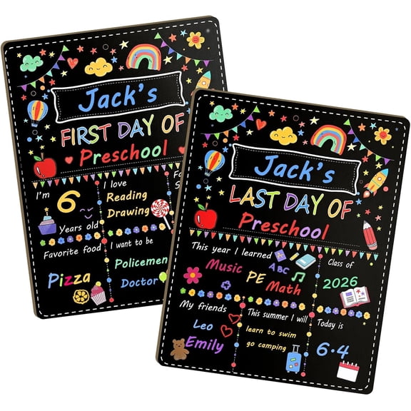 Last Day of School Chalkboard Sign, 14 x 11 Inch Double-Sided School Board for , to School Photo Prop for Elementary School, School Memory Sign