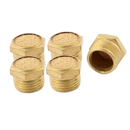 Pneumatic Exhaust Muffler - 1/2BSP Male Thread Brass Air Pneumatic Noise Reduce Filter Exhaust Muffler 5Pcs
