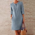thumbnail image 2 of Ladies Dress V Neck Loose Button Ladies Clothes Home Wear Spring Summer Ouwear Travel Cute Soft Womens Dresses Gifts To Mother, 2 of 5