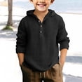 thumbnail image 2 of Children's Button Up Long Sleeved Plain Cotton And Linen Hooded Shirt Youth Small Shirt Youth Short, 2 of 4