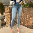 thumbnail image 3 of Plus Size Jeans for Women Slim High Waist Gradient Long Denim Regular Pants, 3 of 7