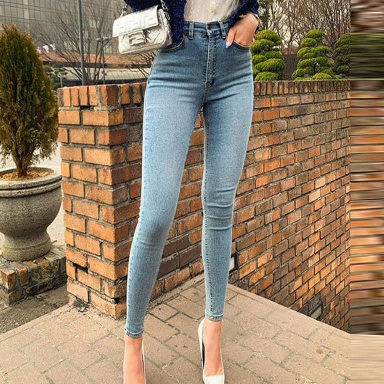 Blue High Waist Elastic Stretch Slim Fit Jeans Women For Women Washed Denim  Skinny Pencil Pants In Asian Sizes S 3XL By Jeggings From Essenstone,  $17.96